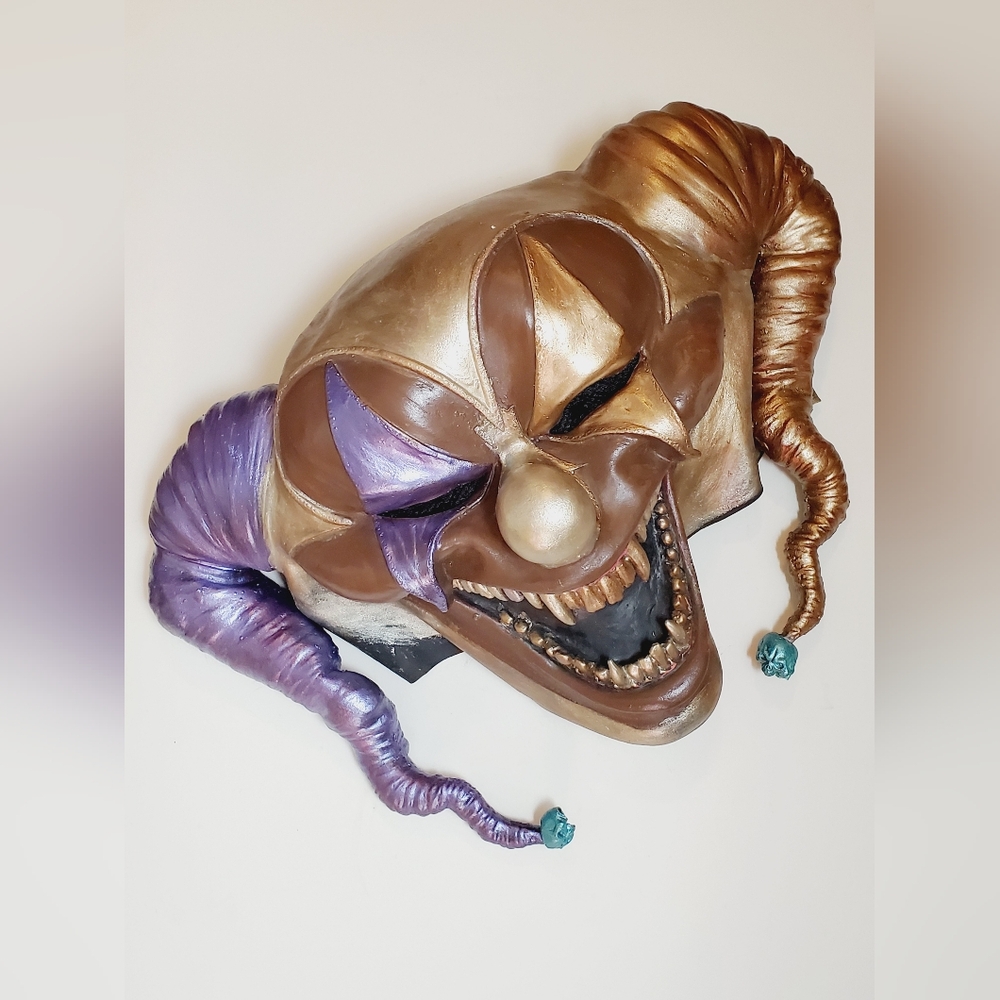 Gold and Purple Custom Handpainted Jester Killer Clown Snarling Teeth Mask